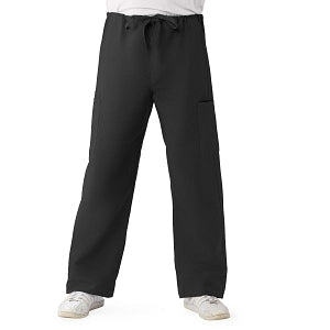 Medline ComfortEase Unisex Nonreversible Cargo Pants with Drawstring - ComfortEase Unisex Non-Reversible Drawstring Cargo Scrub Pants with Medline Color-Coding, Size M Regular Inseam, Black - 950DKWM-CM