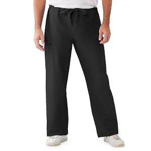 Medline ComfortEase Unisex Nonreversible Cargo Pants with Drawstring - ComfortEase Unisex Non-Reversible Drawstring Cargo Scrub Pants with Medline Color-Coding, Size 2XL Tall Inseam, Black - 950DKWXXLL-CM