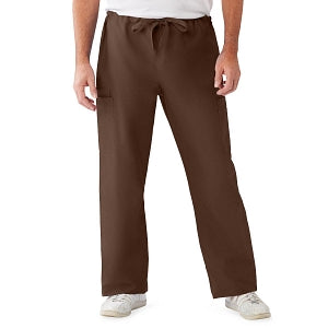 Medline ComfortEase Unisex Nonreversible Cargo Pants with Drawstring - ComfortEase Unisex Non-Reversible Drawstring Cargo Scrub Pants with Medline Color-Coding, Size XS Regular Inseam, Brown - 950JBRXS-CM