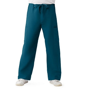 Medline ComfortEase Unisex Nonreversible Cargo Pants with Drawstring - ComfortEase Unisex Non-Reversible Drawstring Cargo Scrub Pants with Medline Color-Coding, Size S Tall Inseam, Caribbean Blue - 950JCBSL-CM