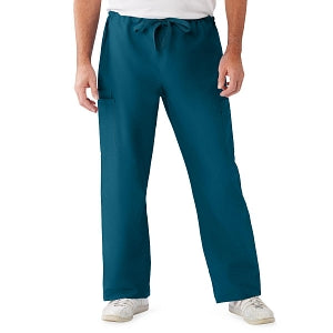Medline ComfortEase Unisex Nonreversible Cargo Pants with Drawstring - ComfortEase Unisex Non-Reversible Drawstring Cargo Scrub Pants with Medline Color-Coding, Size 2XL Tall Inseam, Caribbean Blue - 950JCBXXLL-CM