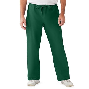 Medline ComfortEase Unisex Nonreversible Cargo Pants with Drawstring - ComfortEase Unisex Non-Reversible Drawstring Cargo Scrub Pants with Medline Color-Coding, Size S Tall Inseam, Evergreen - 950JEGSL-CM