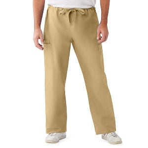 Medline ComfortEase Unisex Nonreversible Cargo Pants with Drawstring - ComfortEase Unisex Non-Reversible Drawstring Cargo Scrub Pants with Medline Color-Coding, Size L Regular Inseam, Khaki - 950JKKL-CM