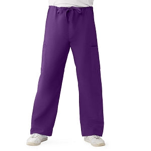 Medline ComfortEase Unisex Nonreversible Cargo Pants with Drawstring - ComfortEase Unisex Non-Reversible Drawstring Cargo Scrub Pants with Medline Color-Coding, Size L Regular Inseam, Rich Purple - 950JPPL-CM