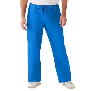 Medline ComfortEase Unisex Nonreversible Cargo Pants with Drawstring - ComfortEase Unisex Non-Reversible Drawstring Cargo Scrub Pants with Medline Color-Coding, Size 4XL Regular Inseam, Royal Blue - 950JRL4XL-CM