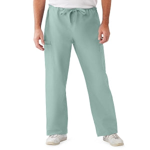 Medline ComfortEase Unisex Nonreversible Cargo Pants with Drawstring - ComfortEase Unisex Non-Reversible Drawstring Cargo Scrub Pants with Angelica Color-Coding, Size XL Regular Inseam, Seaspray - 950JSSXL-CA