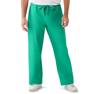 Medline ComfortEase Unisex Nonreversible Cargo Pants with Drawstring - ComfortEase Unisex Non-Reversible Drawstring Cargo Scrub Pants with Medline Color-Coding, Size 2XL Regular Inseam, Jade - 950JTJXXL-CM