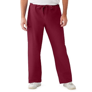 Medline ComfortEase Unisex Nonreversible Cargo Pants with Drawstring - ComfortEase Unisex Non-Reversible Drawstring Cargo Scrub Pants with Medline Color-Coding, Size 3XL Regular Inseam, Wine - 950JWNXXXL-CM