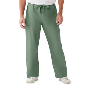 Medline ComfortEase Unisex Nonreversible Cargo Pants with Drawstring - ComfortEase Unisex Non-Reversible Drawstring Cargo Scrub Pants with Medline Color-Coding, Size XL Regular Inseam, Olive - 950OLVXL-CM