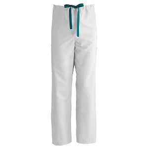 Medline ComfortEase Unisex Nonreversible Cargo Pants with Drawstring - ComfortEase Unisex Non-Reversible Drawstring Cargo Scrub Pants with Medline Color-Coding, Size 2XL Regular Inseam, White - 950XTQXXL-CM
