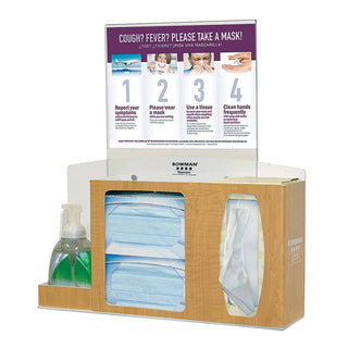 Bowman Cover Your Cough Compliance Kit, Counter/Wall, Sanitizer Holder, Horiz. Sign CYC Compliance Kit, Counter/Wall, Sanitizer Holder, Horiz. Sign, Maple - 960638