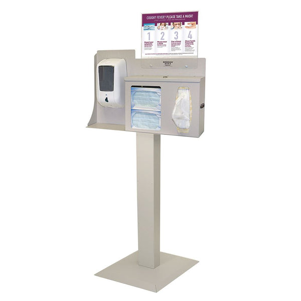 Bowman Cover Your Cough Compliance Kit, Stand, Sanitizer Disp., Lock, Horiz. Sign CYC Compliance Kit, Stand, Sanitizer Disp., Horiz. Sign, Cherry - 960645