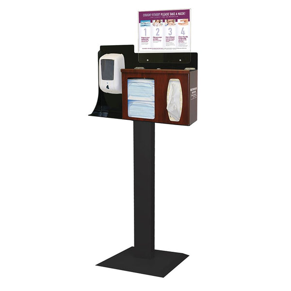 Bowman Cover Your Cough Compliance Kit, Stand, Sanitizer Disp., Lock, Horiz. Sign CYC Compliance Kit, Stand, Sanitizer Disp., Horiz. Sign, Cherry - 960645