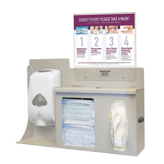 Bowman Cover Your Cough Compliance Kit, Counter/Wall, Sanitizer Disp., Horiz. Sign CYC Compliance Kit, Counter/Wall, Sanitizer Disp., Horiz. Sign, Beige - 960646