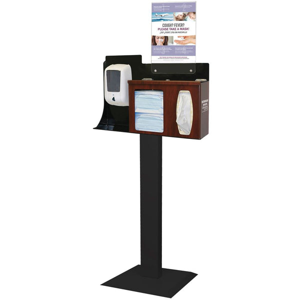 Alimed Bowman Cover Your Cough Compliance Kit, Stand, Hand Sanitizer Dispenser, Locking Lid, Vert. Sign CYC Compliance Kit, Stand, Hand Sanitizer Dispenser, Locking Lid, Vertical Sign, Cherry - 960650