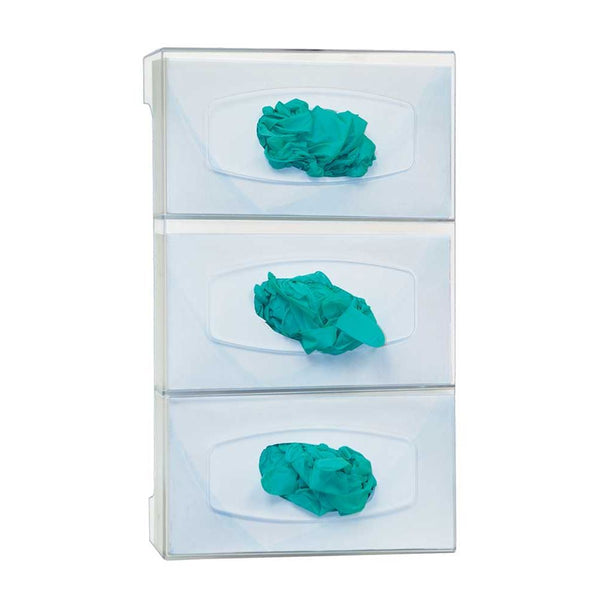 Bowman Triple Glove Box Dispenser, Plastic, with Dividers Triple Glove Box Dispenser, Poly Plastic - 960698