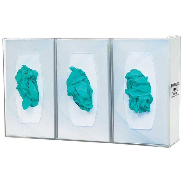 Bowman Triple Glove Box Dispenser, Plastic, with Dividers Triple Glove Box Dispenser, Poly Plastic - 960698