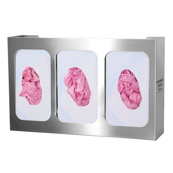 Bowman Triple Glove Box Dispenser, Stainless Steel, w/Dividers Triple Glove Box Dispenser, Stainless Steel - 960700