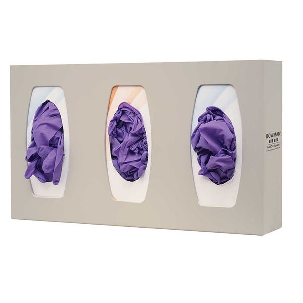 Bowman Triple Glove Box Dispenser, Plastic, with Dividers Triple Glove Box Dispenser, Beige, ABS Plastic - 960701