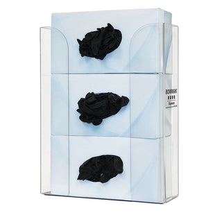 Bowman Triple Glove Box Dispenser, Plastic, No Dividers Triple Glove Box Dispenser, Vertical, Clear Plastic - 960702