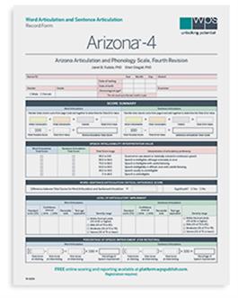 Arizona-4 Word and Sentence Articulation Record Form (25) Janet B. Fudala, Sheri Stegall