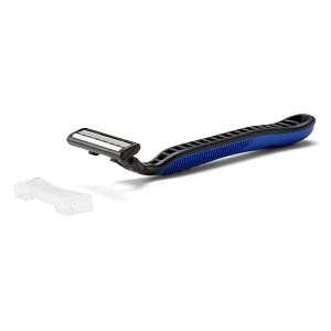 Medline Triple Blade Facial Razors with Lubrication Strip - Disposable Facial Razors with Triple Blades and Lubrication Strip, Blue - BRN1333