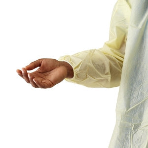 Medline Classic Cover Lightweight Polypropylene Isolation Gowns - Classic Cover Lightweight Spunbond Polypropylene Isolation Gowns with Waist and Neck Ties, Yellow, Size Regular / Large - CRI4000