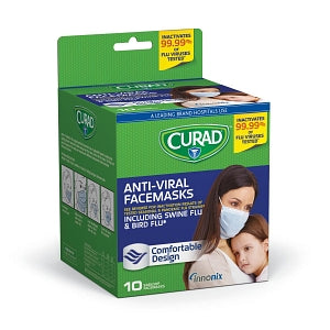 Medline CURAD BioMask Antiviral Isolation Mask - CURAD BioMask Antiviral Isolation Face Mask with Ear Loops, Blue - CUR384S