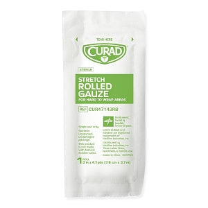 Medline CURAD 100% Cotton Bandage Roll - CURAD Stretch Rolled Gauze, 3" x 4.1 yd. - CUR47143RB