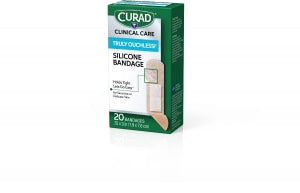 Medline CURAD Silicone Flexible Fabric Bandages - CURAD Silicone Flexible Fabric Bandages, 0.75" x 3", 20/Box - CUR5002V1