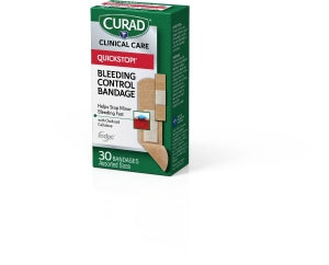 Medline CURAD QuickStop Bandages - CURAD Flex-Fabric Bandages with QuickStop! Bleeding Control Technology, Assorted Sizes - CUR5245V1H