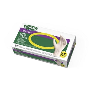 Medline CURAD Powder-Free Textured Latex Exam Gloves - CURAD Powder-Free Latex Exam Gloves, Size XS - CUR8103