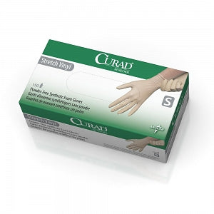 Medline CURAD Stretch Vinyl Exam Gloves - CURAD Powder-Free Stretch Vinyl Exam Gloves, Size S - CUR9224