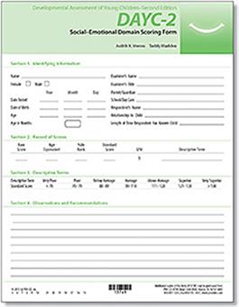 DAYC-2: Social-Emotional Domain Scoring Forms (25) Judith K. Voress, Taddy Maddox