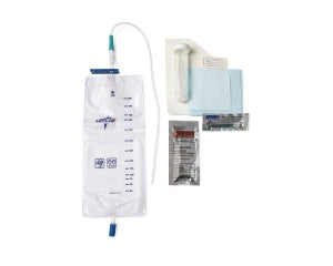 Medline Pre-Connected Vinyl Intermittent Catheter Trays - Intermittent / Urethral Insertion with 14 Fr Vinyl Catheter, Pre-Connected Drain Bag, Graduated Basin - DYND10400