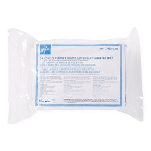 Medline Silicone-Elastomer Latex 2-Layer Foley Catheter Tray / Drain Bag - Two-Layer Tray with Drain Bag with Antireflux Tower and Silicone-Elastomer Coated Latex Foley Catheter, 16 Fr, 10 mL - DYND11003