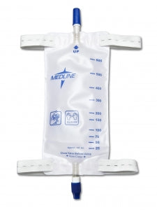 Medline Leg Bags with Twist Valve - Urinary Leg Drain Bags with Elastic Straps, Vinyl Back, Twist Valve, Large, 32 oz. - DYND12578