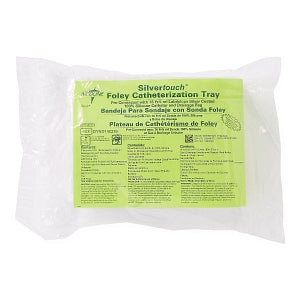 Medline Silvertouch 2-Layer Foley Catheter Trays - Two-Layer Tray with Drain Bag and Silvertouch 100% Silicone Foley Catheter, 16 Fr, 10 mL - DYND140216