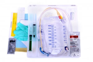 Medline Silicone-Elastomer Latex 1-Layer Foley Catheter Tray / Urine Meter - One-Layer Tray with 400 mL Urine Meter with 2, 500 mL Drain Bag and Silicone-Elastomer Coated Latex Foley Catheter, 18 Fr, 10 mL - DYND160218