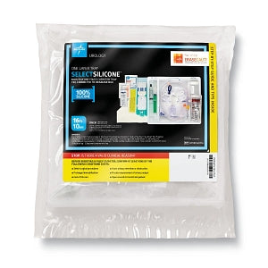 Medline 100% Silicone 1-Layer Foley Catheter Tray with Drain Bag - One-Layer Tray with Drain Bag and 100% Silicone Foley Catheter, 16 Fr, 10 mL - DYND160716