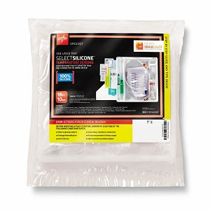 Medline Temperature-Sensing 100% Silicone 1-Layer Foley Catheter Tray - One-Layer Tray with 400 mL Urine Meter with 2, 500 mL Drain Bag and 100% Temperature-Sensing Silicone Foley Catheter, 18 Fr, 10 mL - DYND160818T