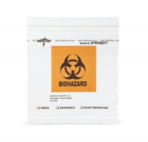 Medline Zip-Style Biohazard Specimen Bags - Zip-Style Biohazard Specimen Bag with Pocket, 8" x 8" - DYND30271