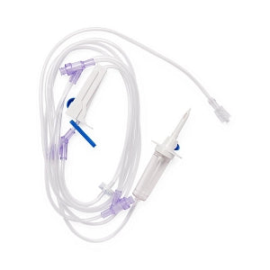 Medline IV Administration Sets - IV Administration Set with 3 Needle-Free Ports, 15 drops / mL, 112" - DYNDST1545