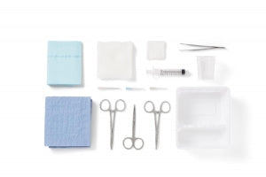 Medline Laceration Trays with Satin Instruments - Laceration Tray with Comfort Loop Instruments, Sterile - DYNJ03145