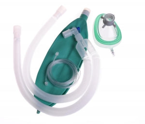 Medline Adult Expandable Anesthesia Circuits - Adult Anesthesia Circuit with 90" Expandable Tubing, No BV Filter, 3 L Bag, Gas Sampling Line, Size 6 Mask with Tail Valve - DYNJAA9020