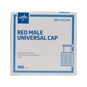 Medline Vascular Access Adapters and Caps - Universal Male / Female Luer Lock Connector Cap, Red - DYNJCAPR