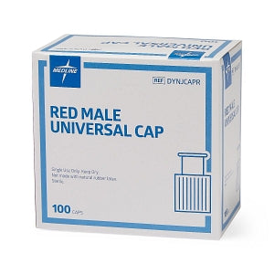 Medline Vascular Access Adapters and Caps - Universal Male / Female Luer Lock Connector Cap, Red - DYNJCAPR