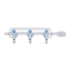 Medline High-Pressure Manifolds, Standard Handle - Right-Hand Orientation 550 PSI Manifold with Standard Handle in ON Position, 3 Ports - DYNJMAN03HT