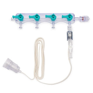 Medline High-Pressure Manifolds, Standard Handle - Right-Hand Orientation 600 PSI Manifold with Standard Handle in ON Position, 4 Ports - DYNJMAN05IT