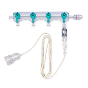 Medline High-Pressure Manifolds, Standard Handle - Right-Hand Orientation 600 PSI Manifold with Standard Handle in OFF Position, 4 Ports - DYNJMAN06IT
